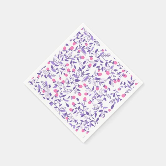 Florale doodles roze en violet servetten (Hoek)