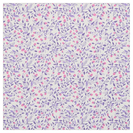 Florale doodles roze en violet stof (Swatch)