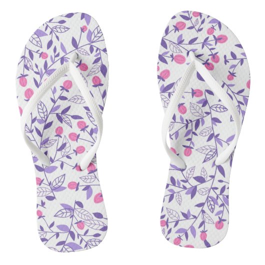Florale doodles roze en violet teenslippers (Voetbed)
