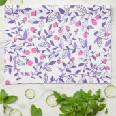 Florale doodles roze en violet theedoek (Gevouwen)
