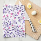 Florale doodles roze en violet theedoek (Quarter Fold)