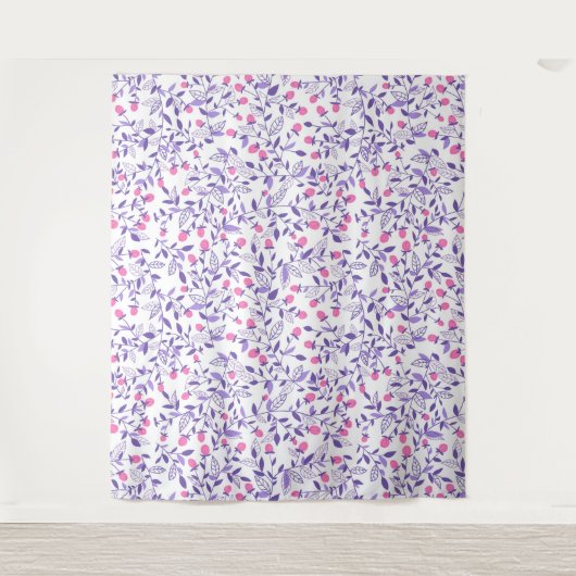 Florale doodles roze en violet wandkleed (Voorkant)