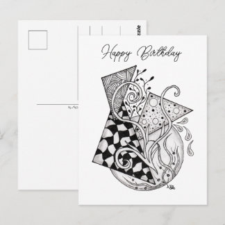 Florale Dreiecke, Tangle Zeichnung - Briefkaart