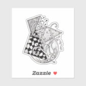 Florale Dreiecke, Tangle Zeichnung - Sticker (Vel)