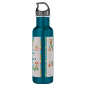 Florale driehoeken en pijlen met jouw naam waterfles  (Achterkant)