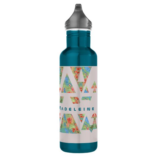 Florale driehoeken en pijlen met jouw naam waterfles (Rechts)