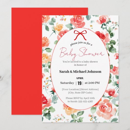 Florale Droom Baby Shower Kaart (Voorkant / Achterkant)