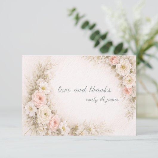 Florale Editoriale Boeket save the date kaarten (Staand voorkant)