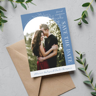Florale Eenvoud 1 Denim Blauw Save The Date