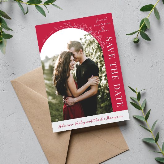 Florale Eenvoud 1 Framboos Save The Date