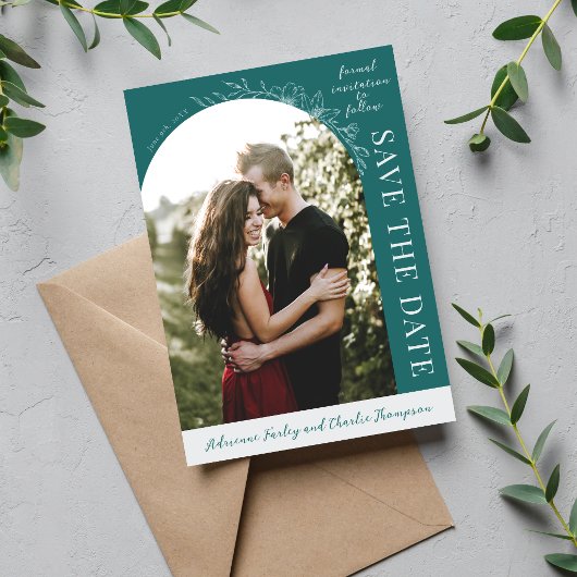 Florale Eenvoud 1 Teal Save The Date