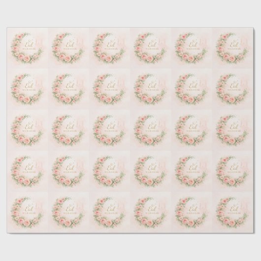 Florale Eid Mubarak – Roze Islamitisch Cadeau f Cadeaupapier (Vlak)