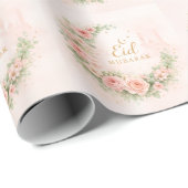 Florale Eid Mubarak – Roze Islamitisch Cadeau f Cadeaupapier (Rol Hoek)