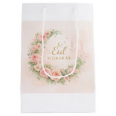 Florale Eid Mubarak – Roze Islamitisch Cadeau f Medium Cadeauzakje (Achterkant)