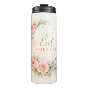 Florale Eid Mubarak – Roze Islamitisch Cadeau f Thermosbeker