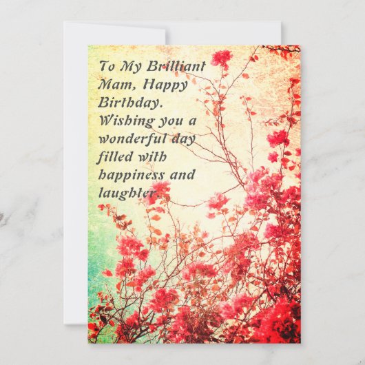 florale elegant blije verjaardag briljante mam kaart (Voorkant)