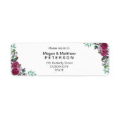 Florale elegante bruiloft | Retouradreslabel Etiket (Voorkant)