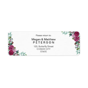 Florale elegante bruiloft   Retouradreslabel Etiket