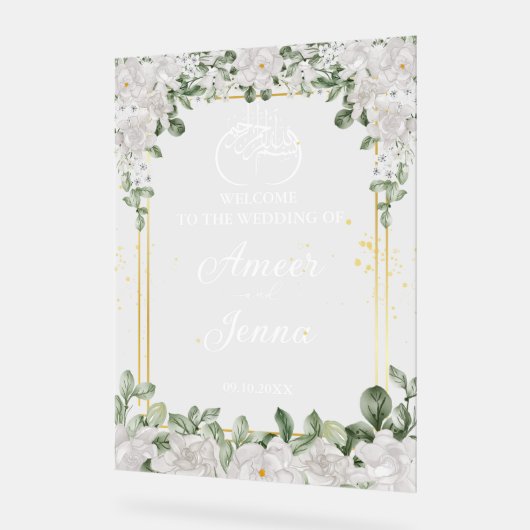 Florale Elegante Moslim Islamitische Huwelijksinga Acryl Bord (Hoek)