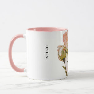 Florale espressokop – wit en roze tweetonig mok