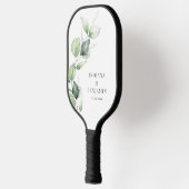 Florale Eucalyptus Bladeren Script Huwelijk Pickleball Paddle (Links)