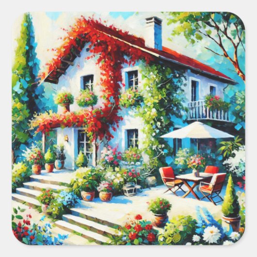 Florale Evasie Vierkante Sticker (Voorkant)