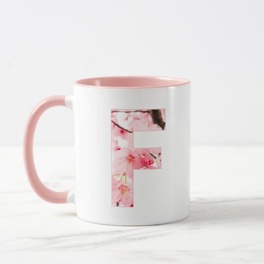 Florale F Beginbeker | Gepersonaliseerde naam & ei Mok (Links)