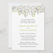 Florale Fancy zweefjes Plechtige bruiloft Kaart (Voorkant)