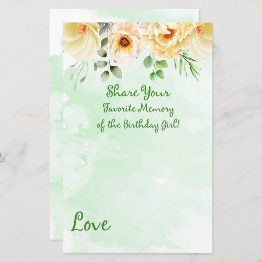 Florale favoriete herinnering van het meisje van d (Voorkant / Achterkant)