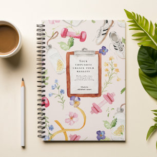 Florale Fitness   Monogram Mindset Reset Notitieboek