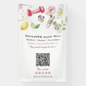 Florale Fitness | Wellness QR Code Branding Spandoek (Verticaal)
