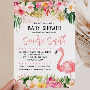 Florale Flamingo Baby Shower Kaart