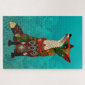 florale fox turquoise legpuzzel (Horizontaal)