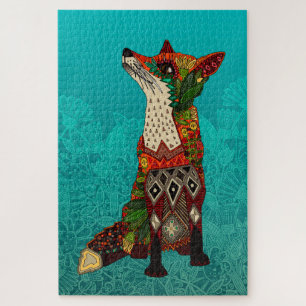 florale fox turquoise legpuzzel