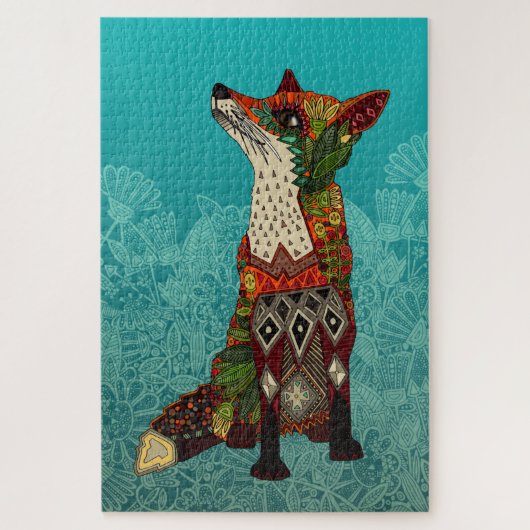 florale fox turquoise legpuzzel (Verticaal)