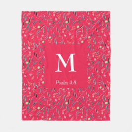 FLORALE frambozen | MONOGRAM | CHRISTELIJK Fleece Deken