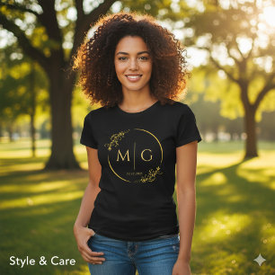 Florale Frame Monogram Datum Maatwerk Tri-Blend Shirt