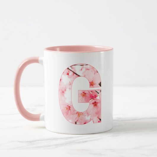 Florale G Initialen Mok | Gepersonaliseerde Naam & (Links)