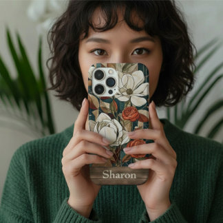 Florale gebrandschilderde telefoonhoes met persona iPhone 16 hoesje