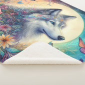 Florale Geest: De Wolf in Bloei Sherpa Deken (3/4)
