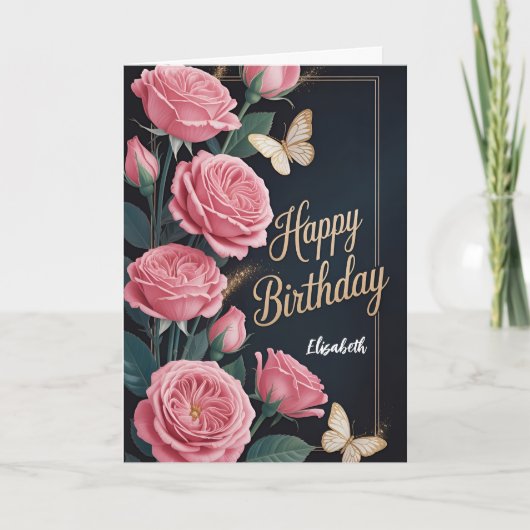 Florale Gelukkige Verjaardag Kaart (Voorkant)
