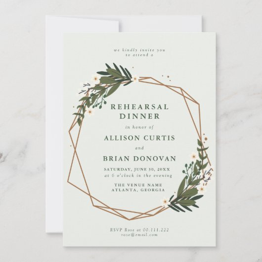 florale geometrische repetitie - uitnodiging voor  (Voorkant)