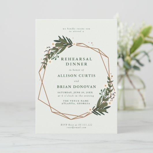 florale geometrische repetitie - uitnodiging voor  (Staand voorkant)