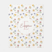Florale gepersonaliseerde monogram waterverf wilde fleece deken (Voorkant)