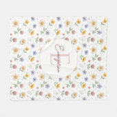 Florale gepersonaliseerde monogram waterverf wilde fleece deken (Voorkant (Horizontaal))