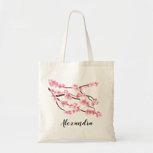 florale gepersonaliseerde naam tote bag (Voorkant)