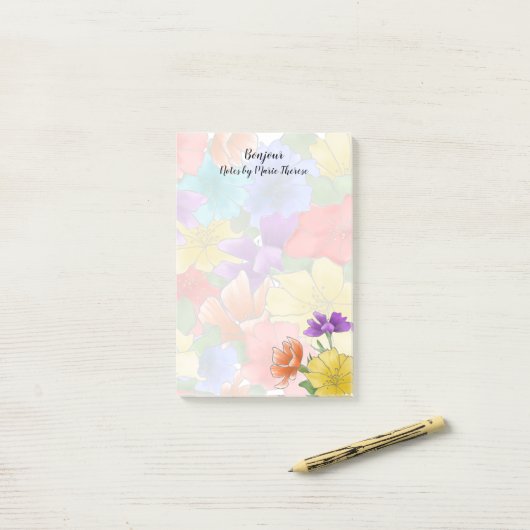 Florale Gepersonaliseerde  Post-it® Notes (Op bureau)