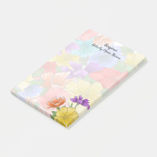 Florale Gepersonaliseerde Post-it® Notes (Schuin)