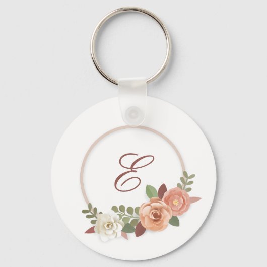 Florale gepersonaliseerde sleutelhanger met bloeme (Voorkant)