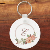 Florale gepersonaliseerde sleutelhanger met bloeme (Voorkant)